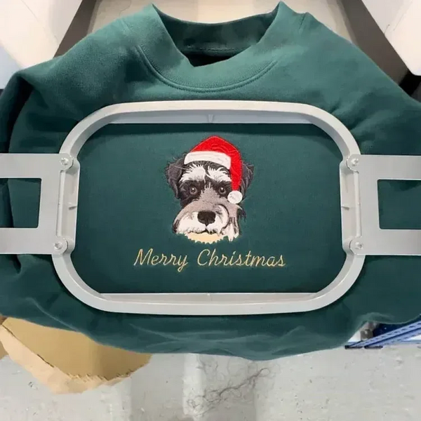 Custom Embroidered Pet Portrait Christmas Sweatshirt Hoodie T-shirt Christmas Gift